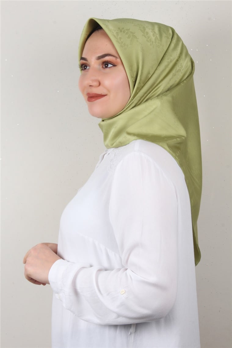 Jakarlı İpeksi Eşarp 3089-1 Fıstık Yeşili