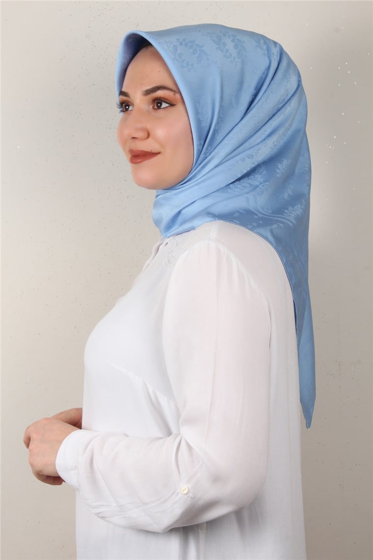 Jakarlı İpeksi Eşarp 3089-4 Bebe Mavisi