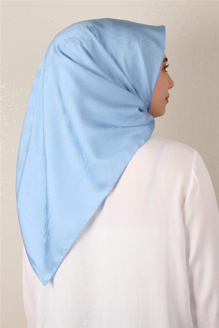 Jakarlı İpeksi Eşarp 3089-4 Bebe Mavisi