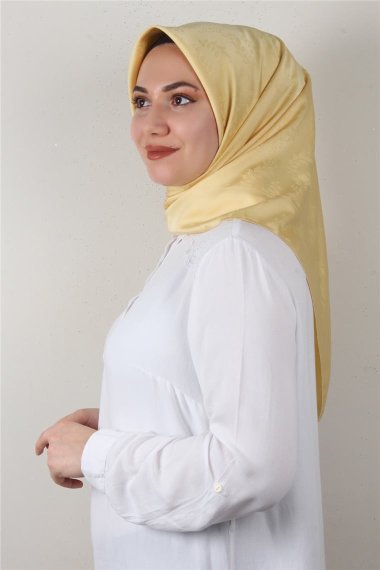 Jakarlı İpeksi Eşarp 3089-9 Soft Sarı