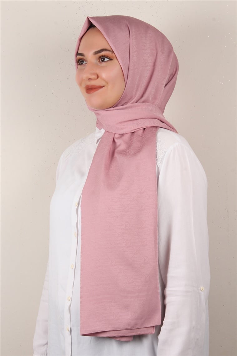 Jakarlı İpeksi Şal 8084-11 Koyu Pudra