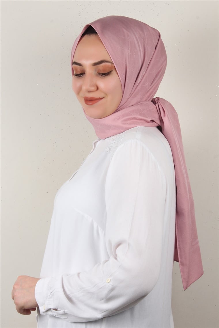 Jakarlı İpeksi Şal 8084-11 Koyu Pudra