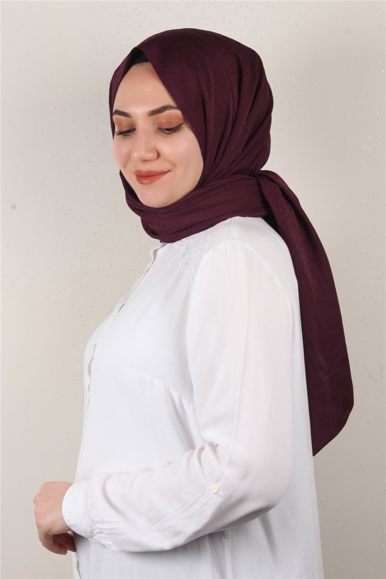 Jakarlı İpeksi Şal 8084-16 Bordo