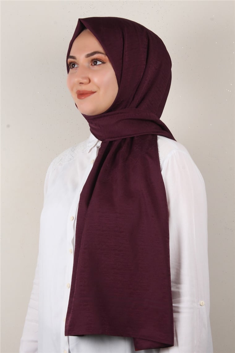 Jakarlı İpeksi Şal 8084-16 Bordo