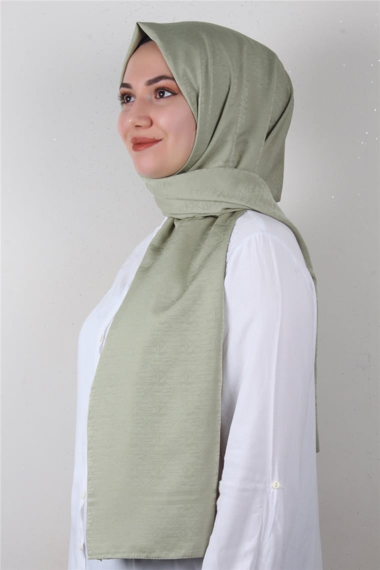 Jakarlı İpeksi Şal 8084-19 Mint Yeşili