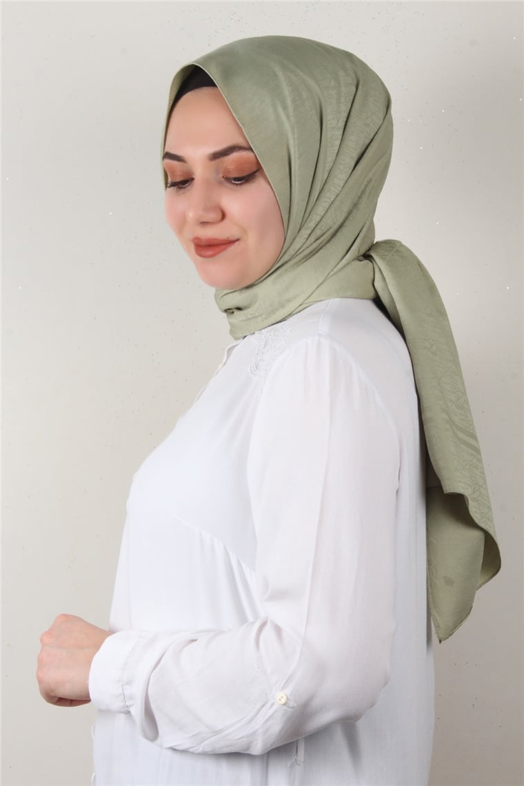 Jakarlı İpeksi Şal 8084-19 Mint Yeşili