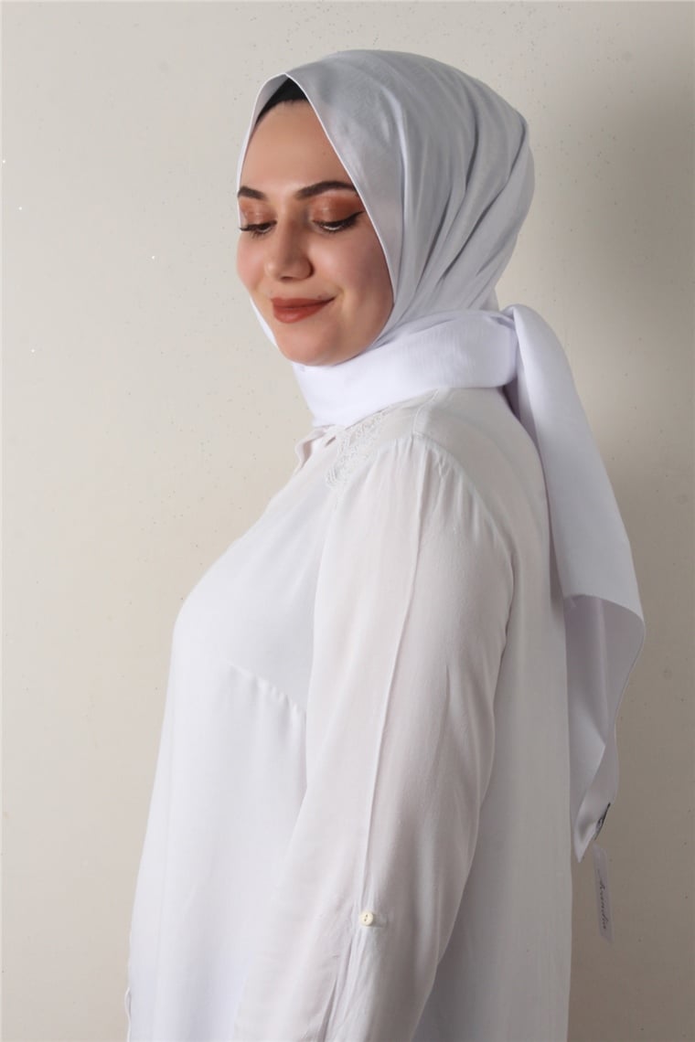 Jakarlı İpeksi Şal 8084-22 Beyaz