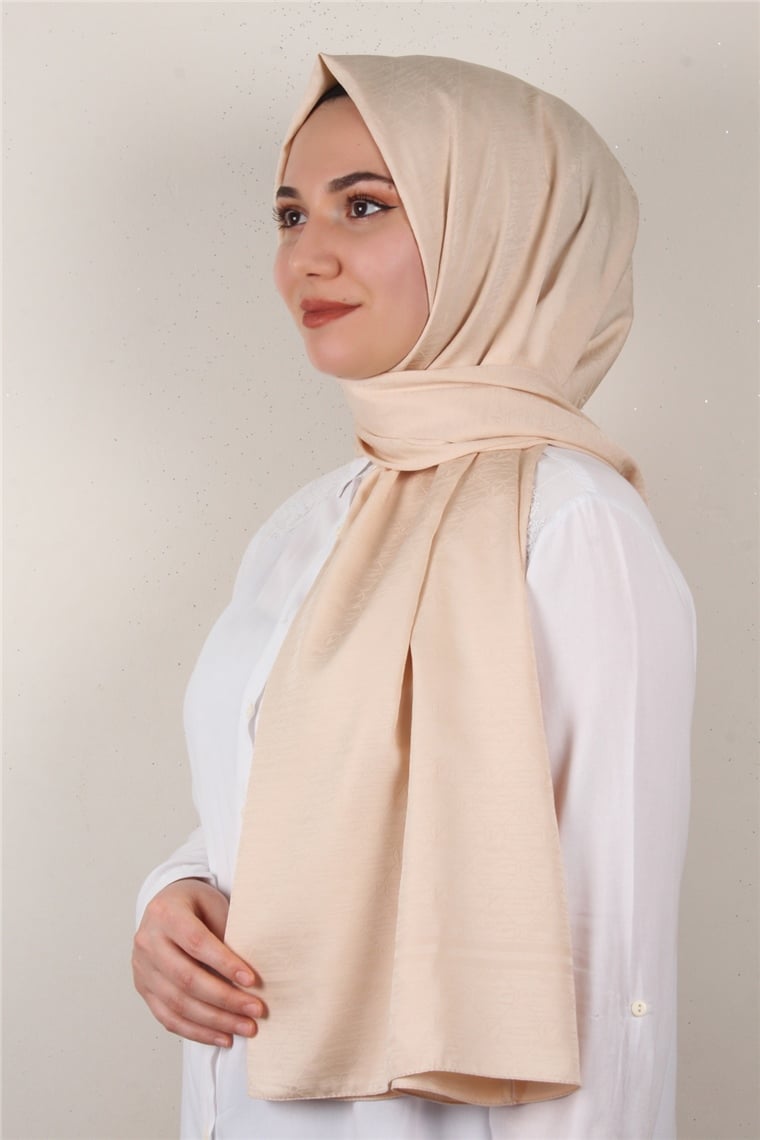 Jakarlı İpeksi Şal 8084-27 Bej