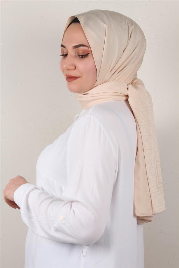 Jakarlı İpeksi Şal 8084-27 Bej