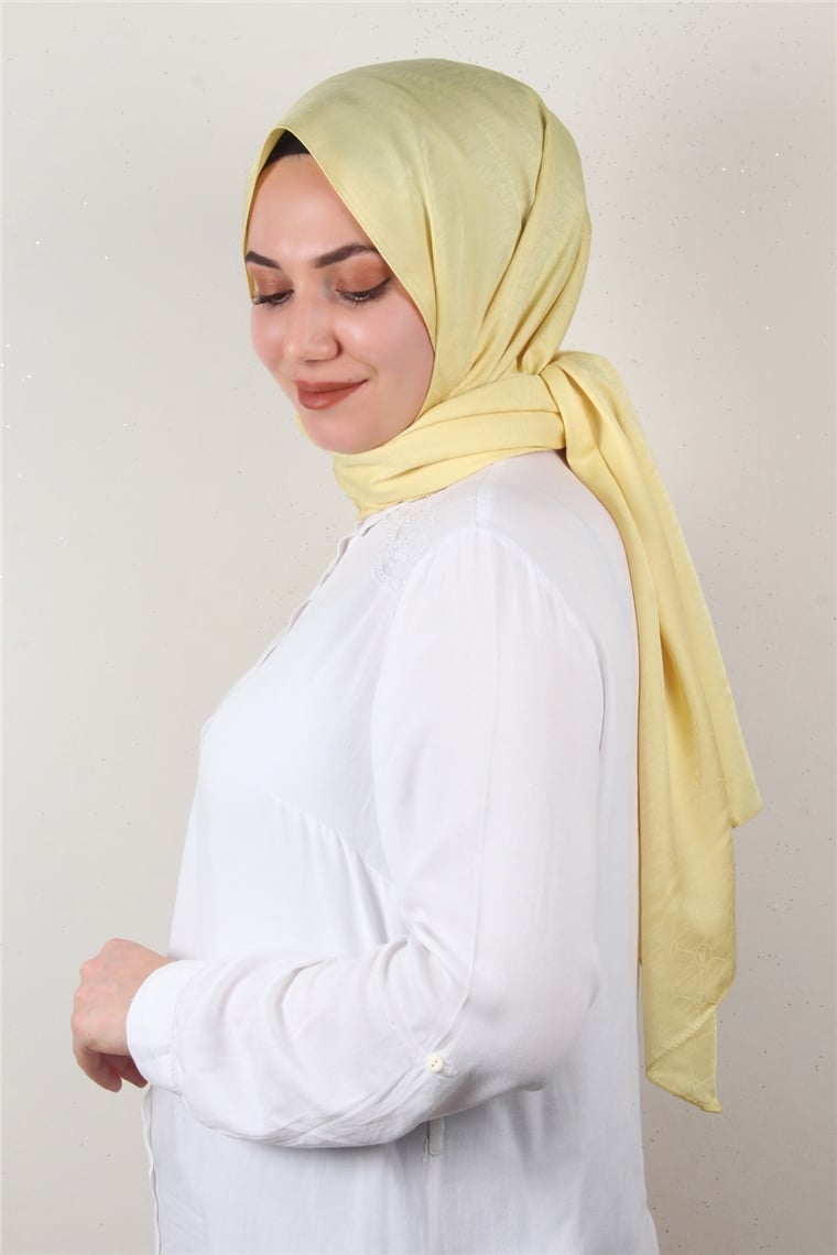 Jakarlı İpeksi Şal 8084-7 Soft Limon