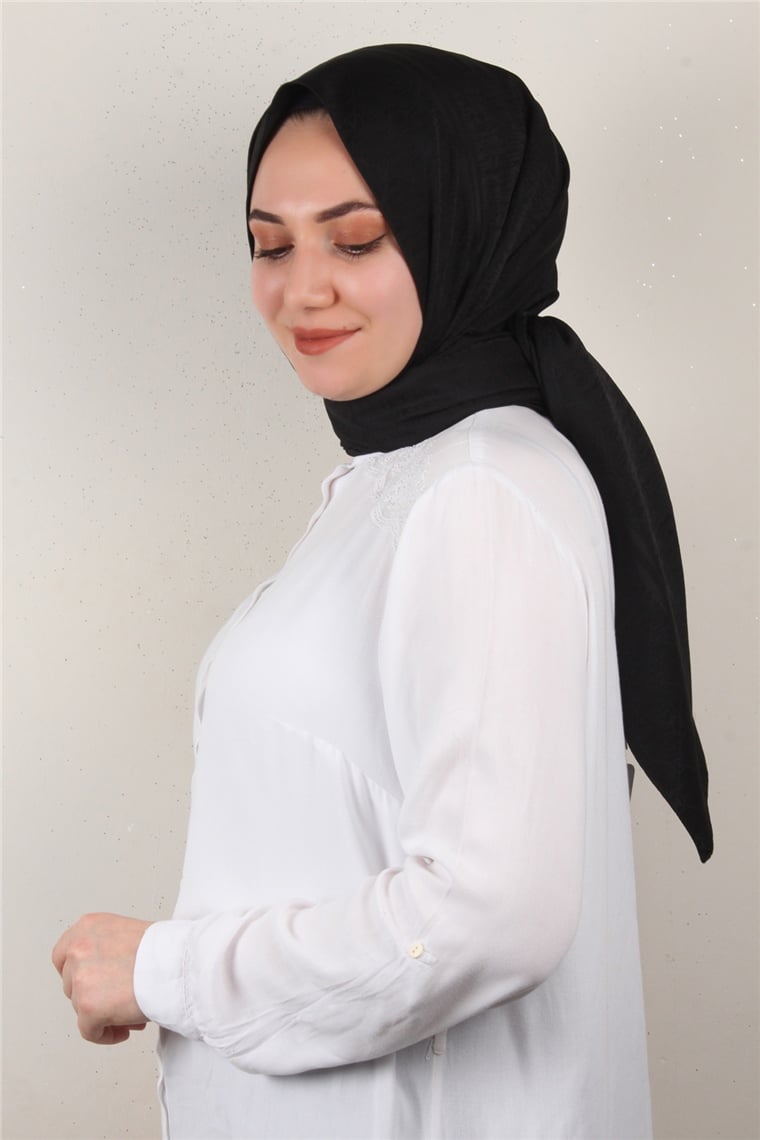 Jakarlı İpeksi Şal 8084-9 Siyah