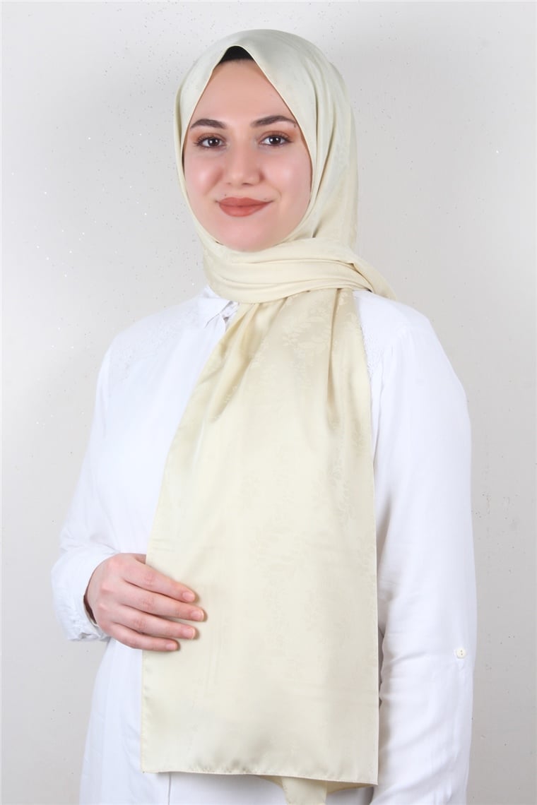 Jakarlı İpeksi Şal 8085-11 Fil Dişi