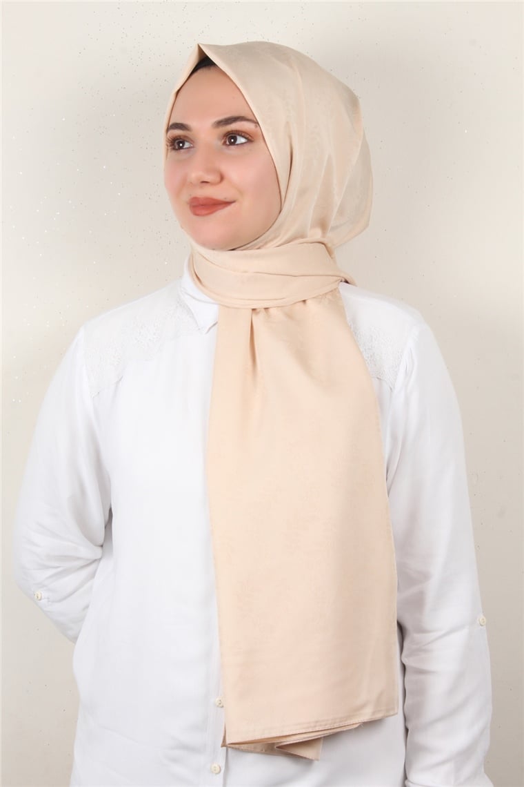 Jakarlı İpeksi Şal 8085-13 Bej