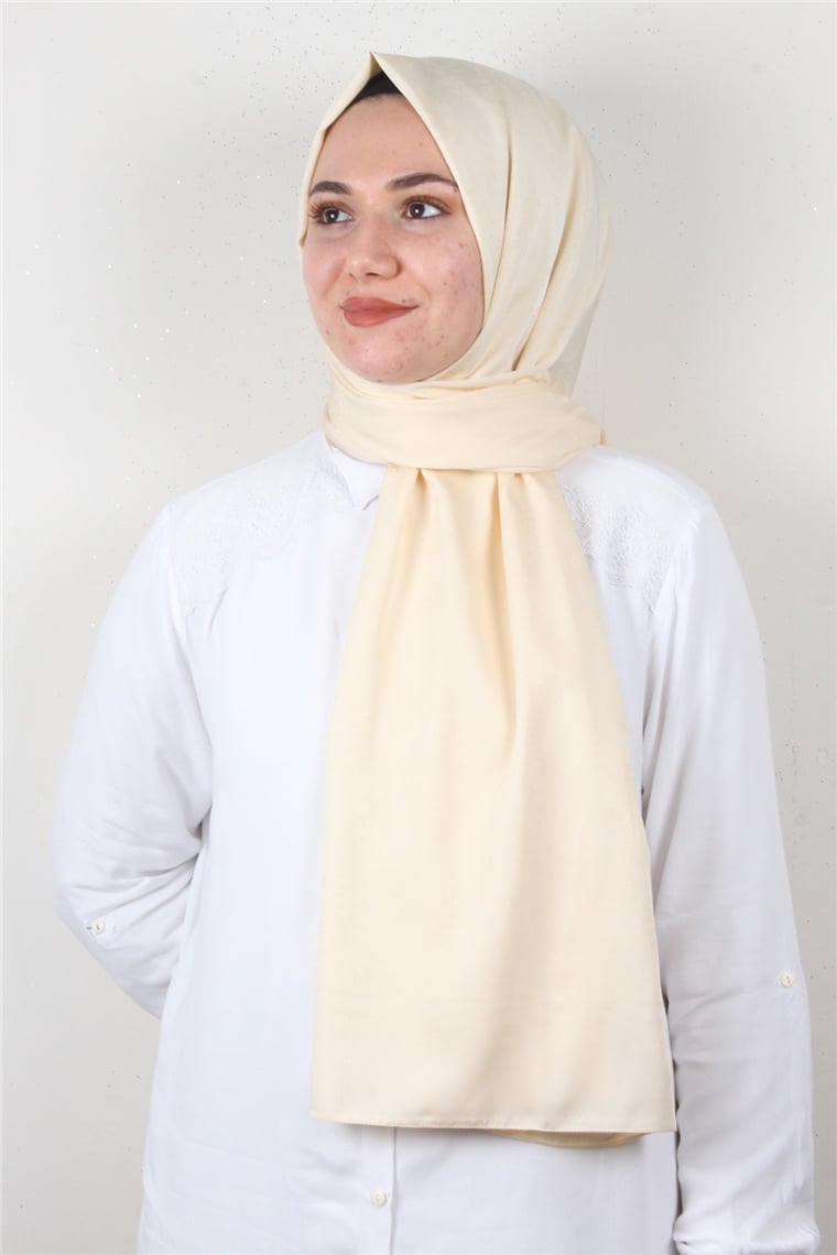 Jakarlı İpeksi Şal 8085-15 Açık Bej