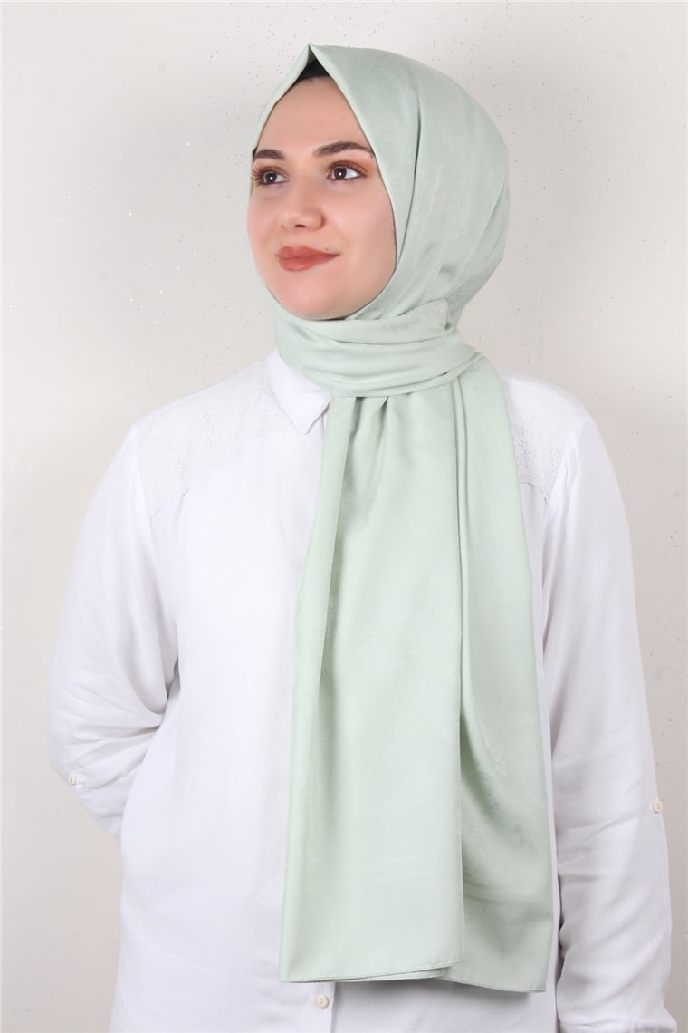 Jakarlı İpeksi Şal 8085-18 Su Yeşili