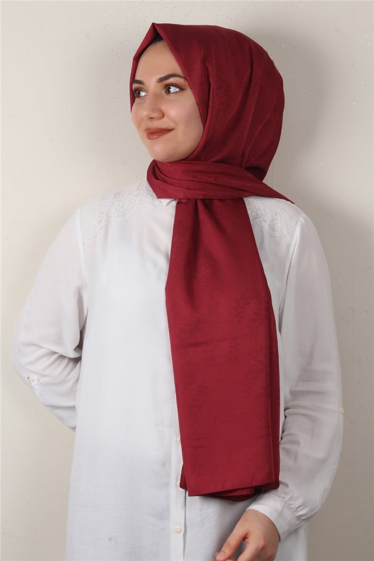 Jakarlı İpeksi Şal 8085-2 Vişne