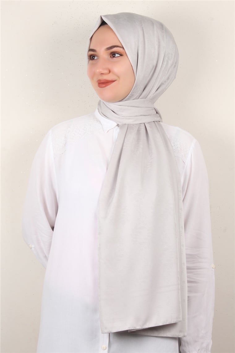 Jakarlı İpeksi Şal 8085-20 Gri