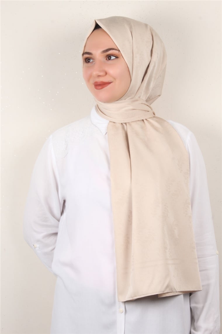 Jakarlı İpeksi Şal 8085-22 Bej