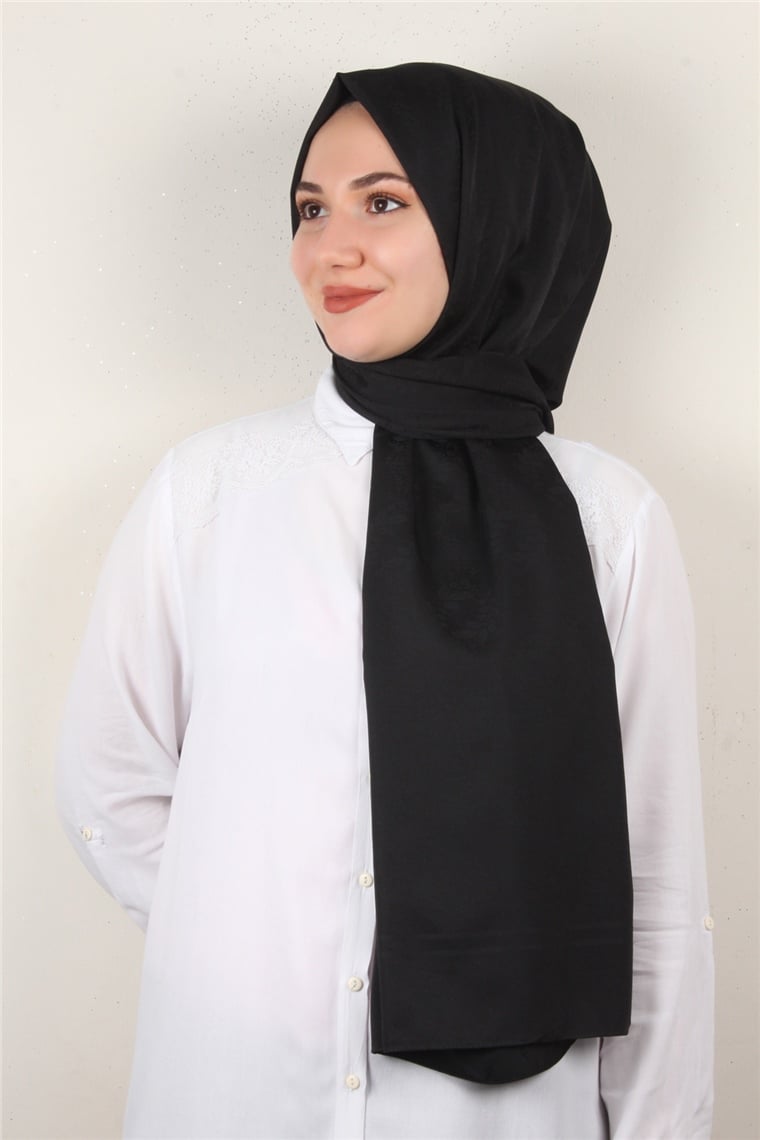 Jakarlı İpeksi Şal 8085-23 Siyah