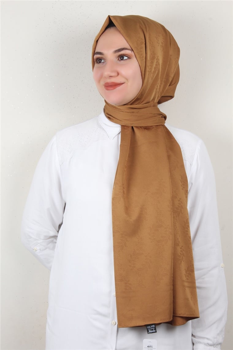 Jakarlı İpeksi Şal 8085-4 Karamel