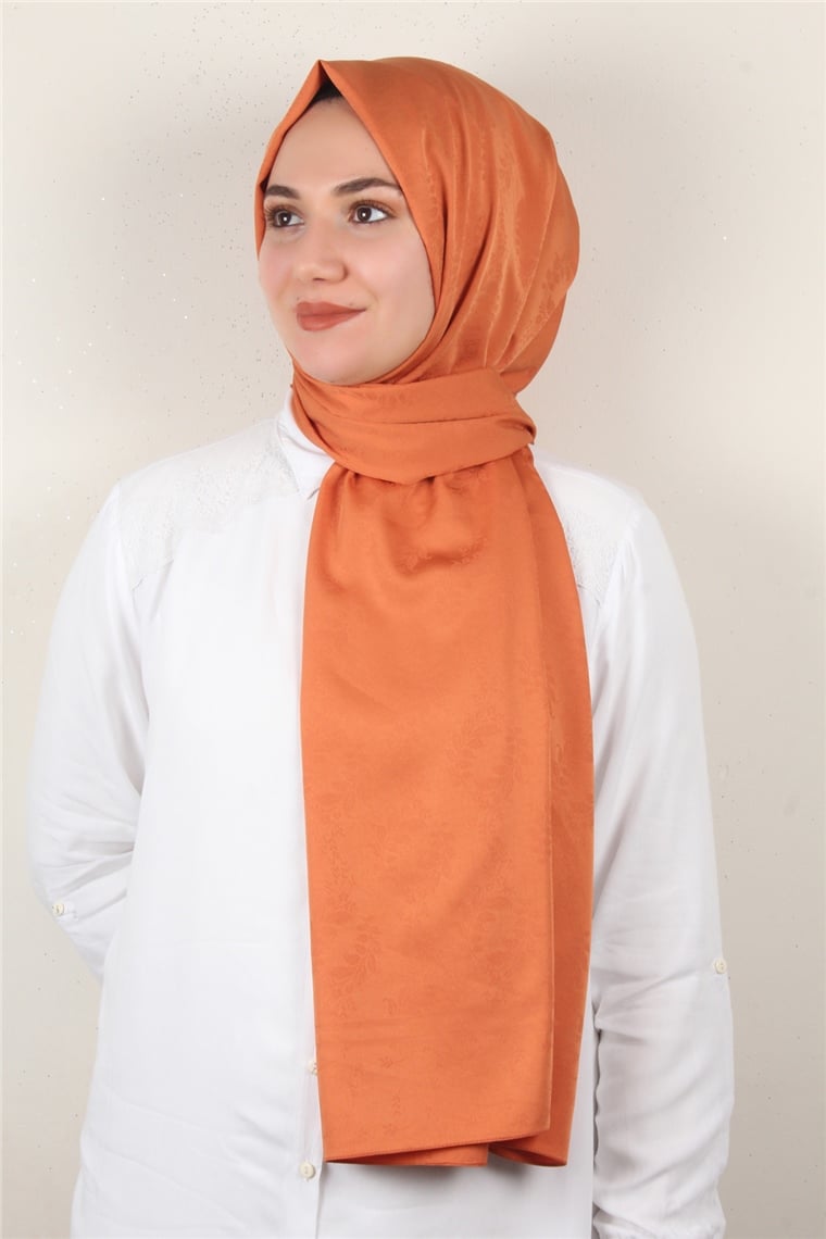 Jakarlı İpeksi Şal 8085-8 Orange