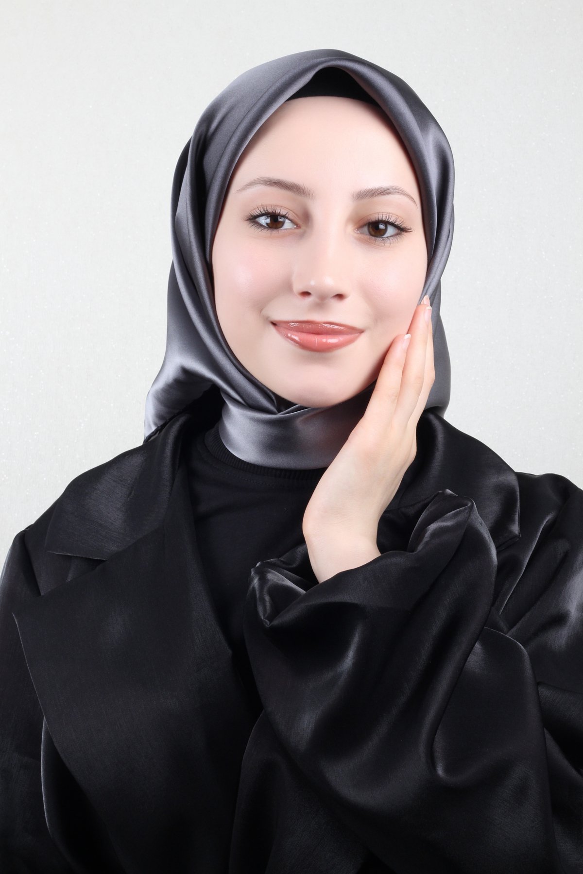 Joyas Degrade İpek Eşarp 4141-6 Gri-Siyah