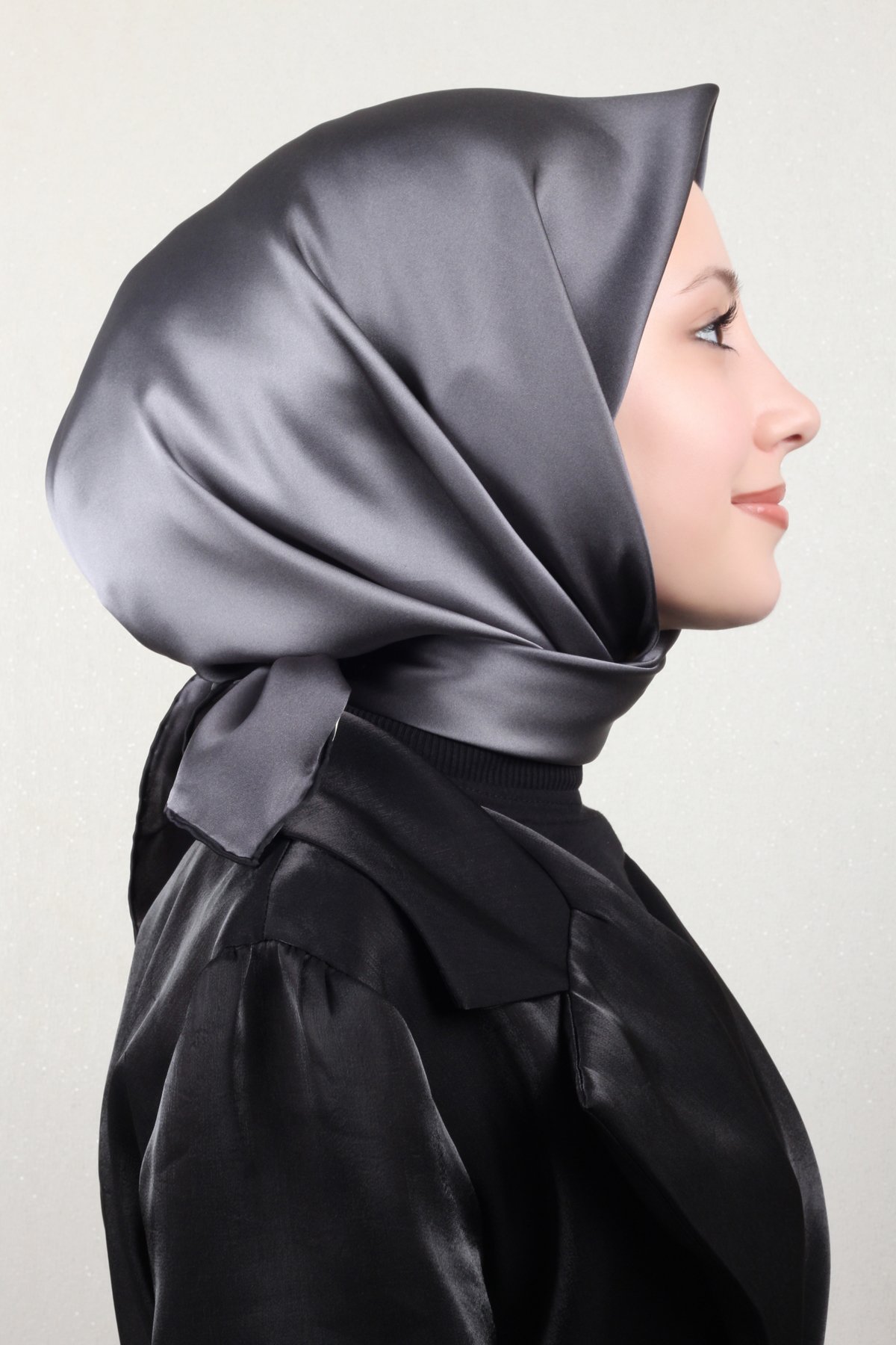 Joyas Degrade İpek Eşarp 4141-6 Gri-Siyah