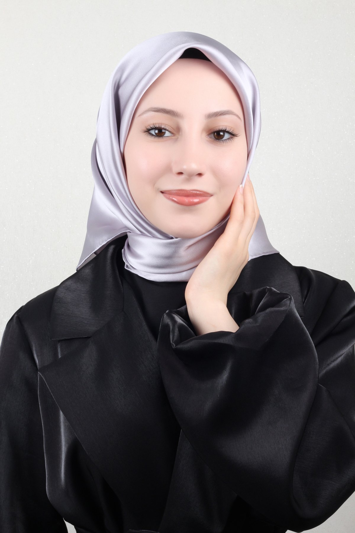 Joyas Düz İpek Eşarp 4142-4 Gümüş