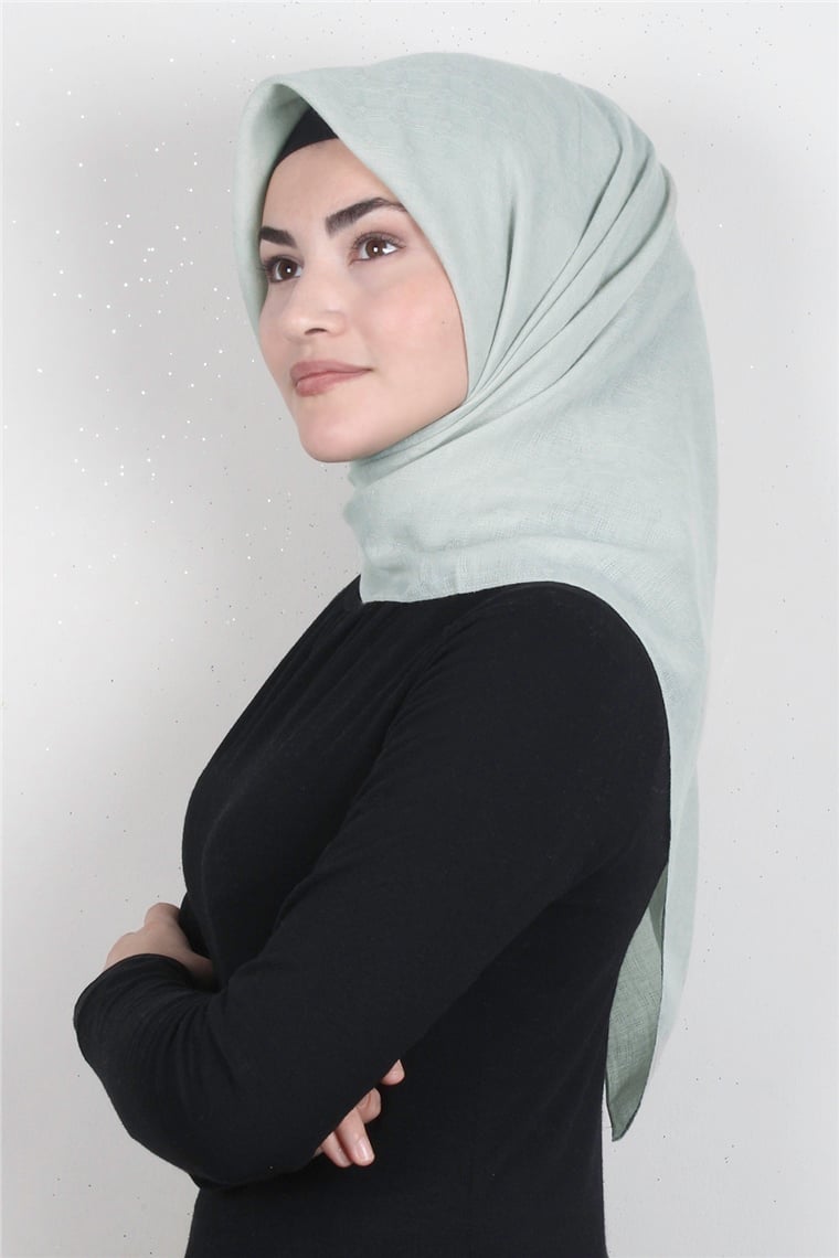 Keten Pamuklu Eşarp 3395-15 Su Yeşili