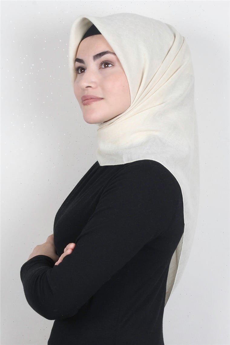 Keten Pamuklu Eşarp 3395-16 Krem