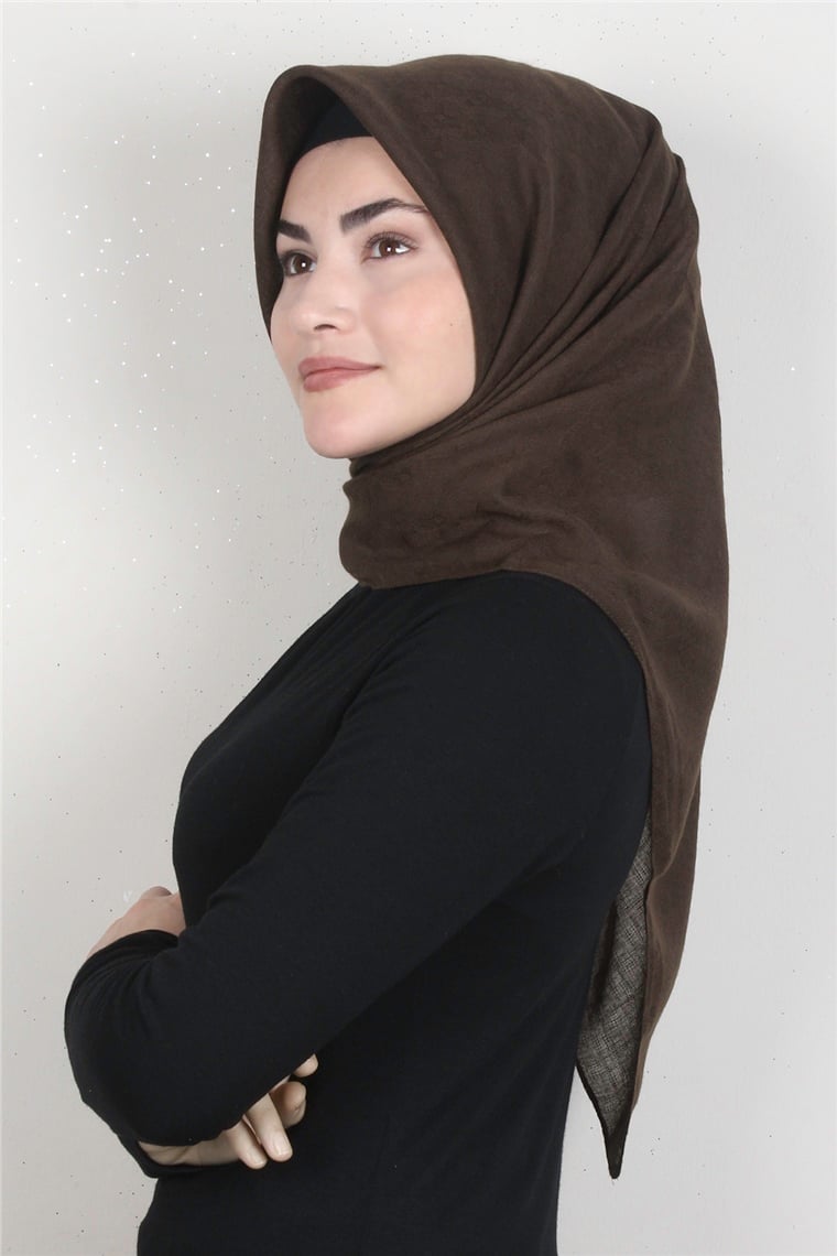 Keten Pamuklu Eşarp 3395-2 Acı Kahve