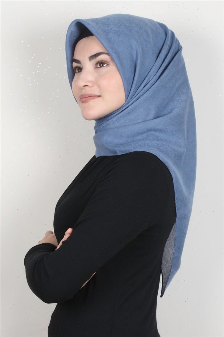 Keten Pamuklu Eşarp 3395-22 İndigo