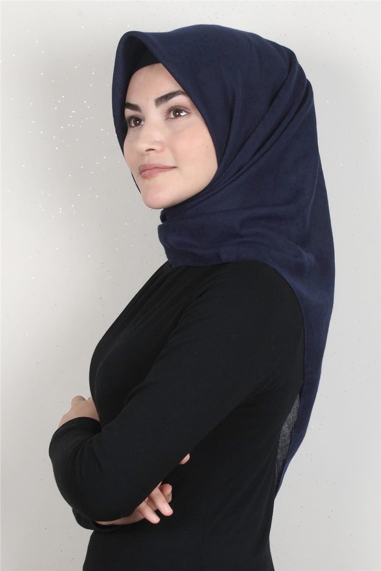 Keten Pamuklu Eşarp 3395-26 Lacivert