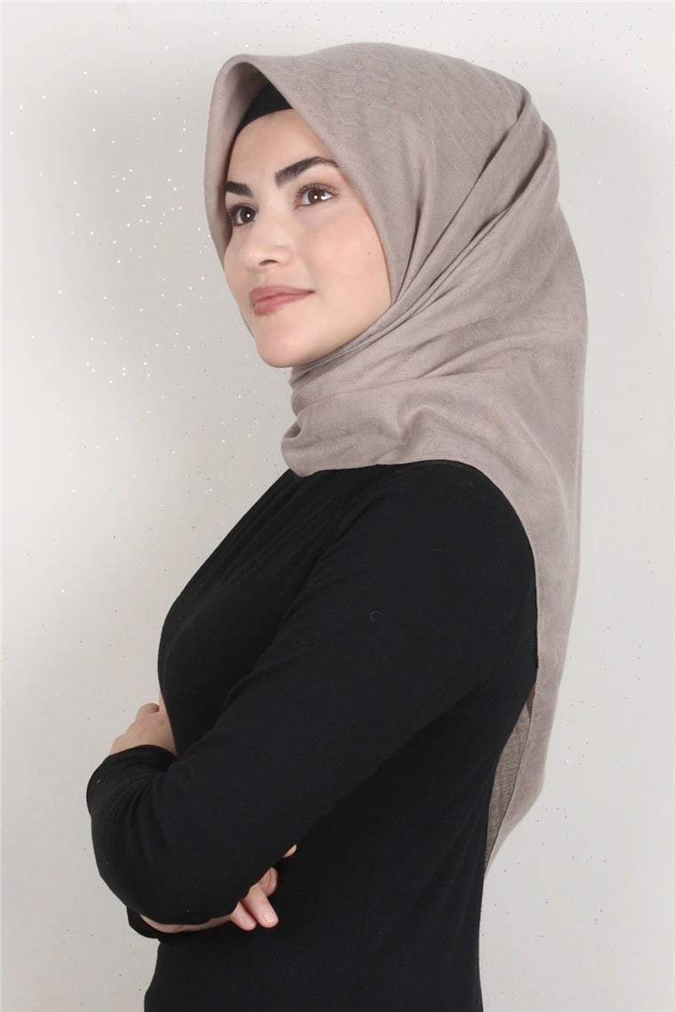 Keten Pamuklu Eşarp 3395-9 Açık Vizon