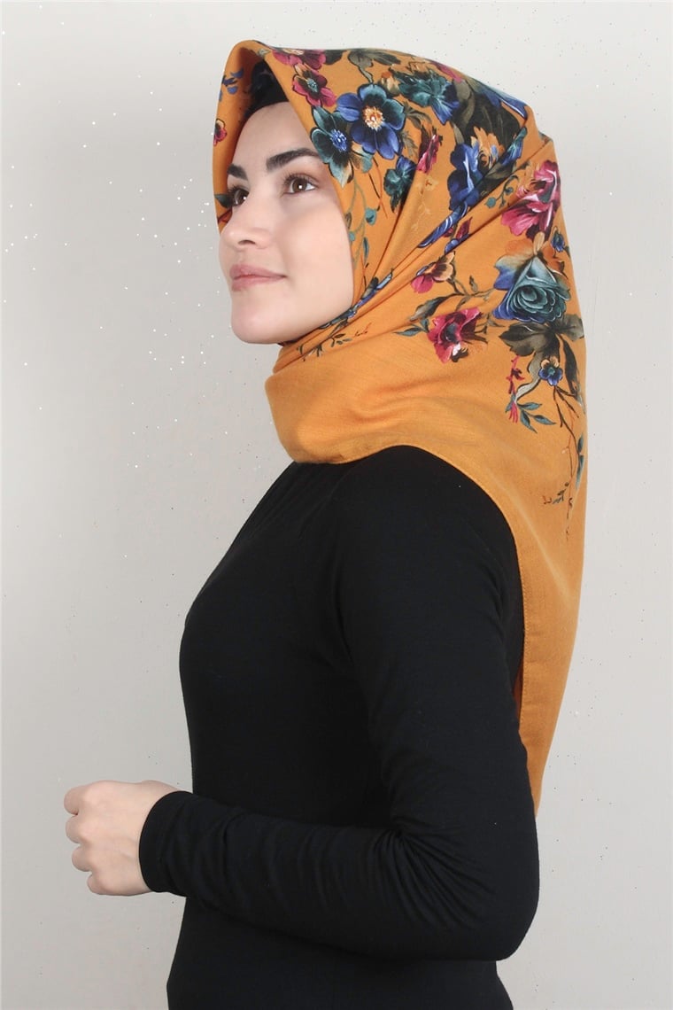 Kışlık Yün Eşarp 1197-4 Hardal