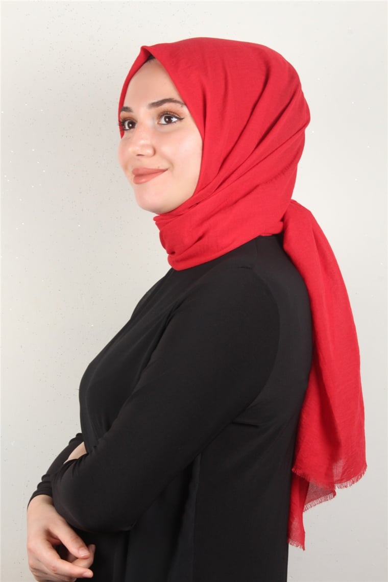 Kraşlı Pamuk Şal 2723-21 Kırmızı