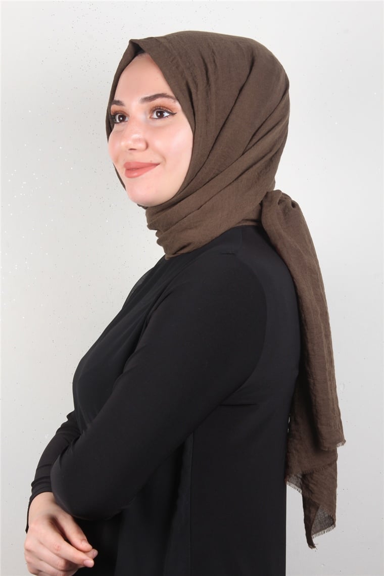 Kraşlı Pamuk Şal 2723-23 Kahve