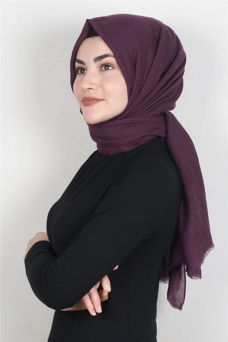 Kraşlı Pamuk Şal 2723-3 Mor