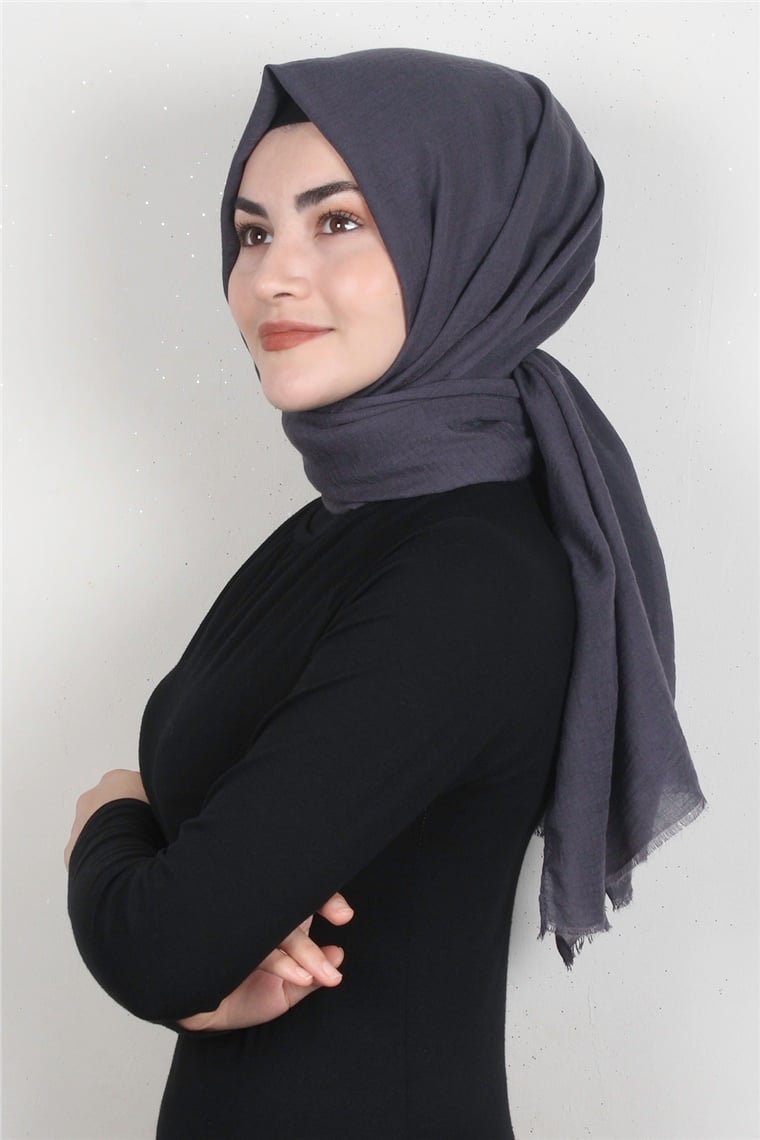 Kraşlı Pamuk Şal 2723-4 Antrasit