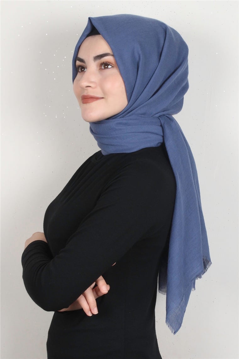 Kraşlı Pamuk Şal 2723-5 İndigo