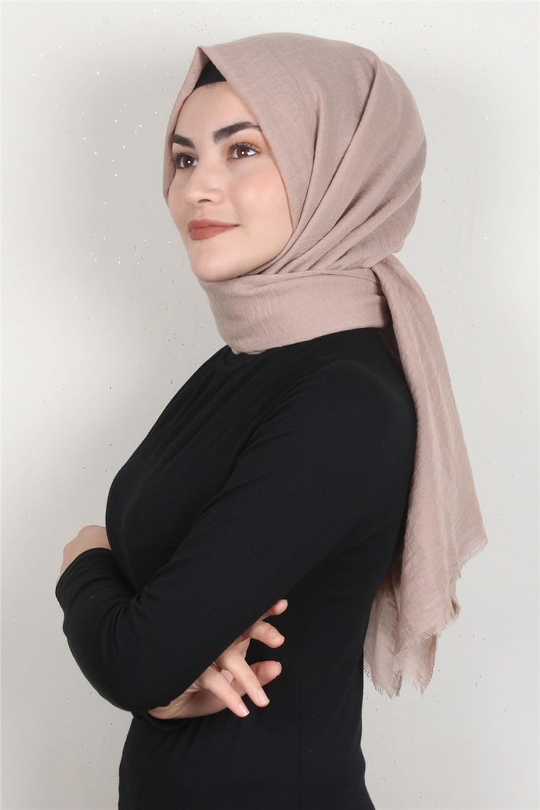 Kraşlı Pamuk Şal 2723-7 Açık Vizon