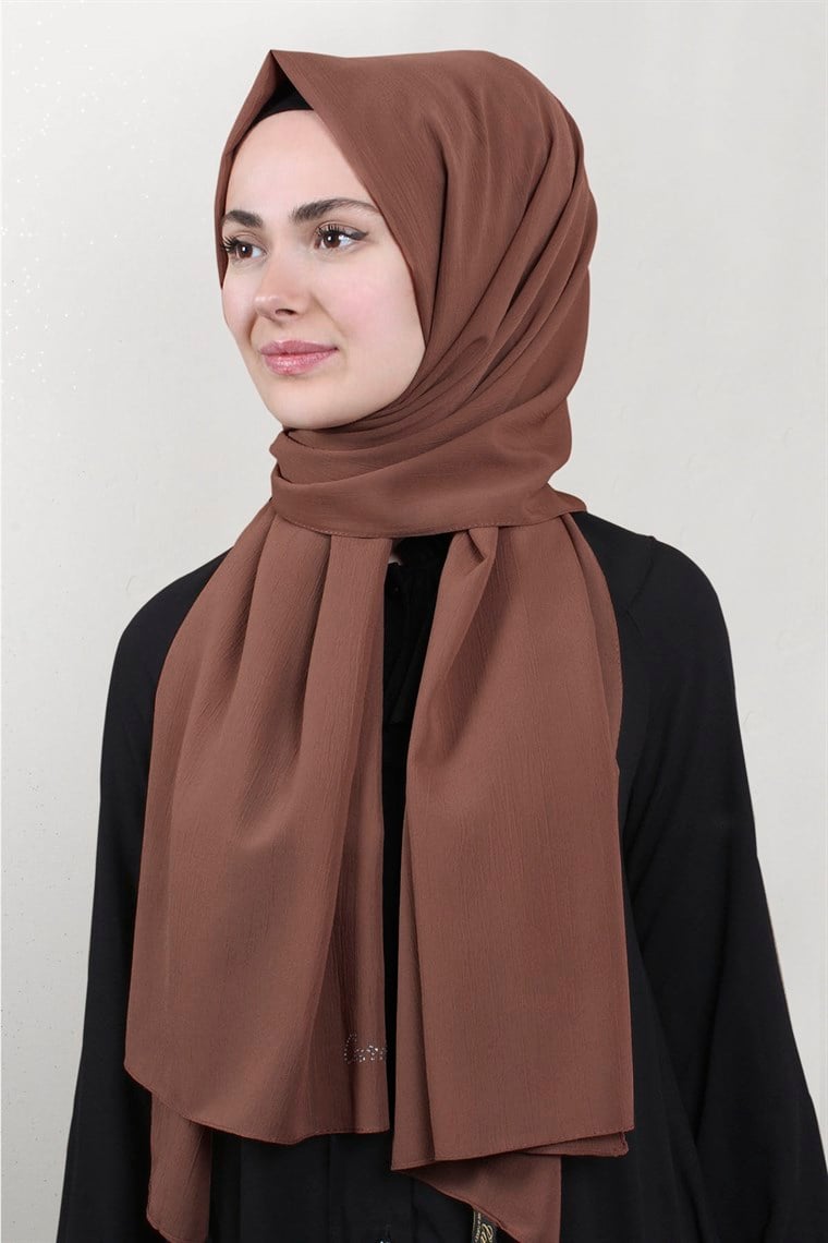 Krep Cazz Şal 1449-6 Sütlü Kahve