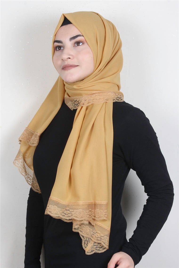 Krep Dantel Şal 1191-120 Sarı