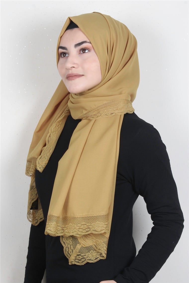 Krep Dantel Şal 1191-135 Hardal
