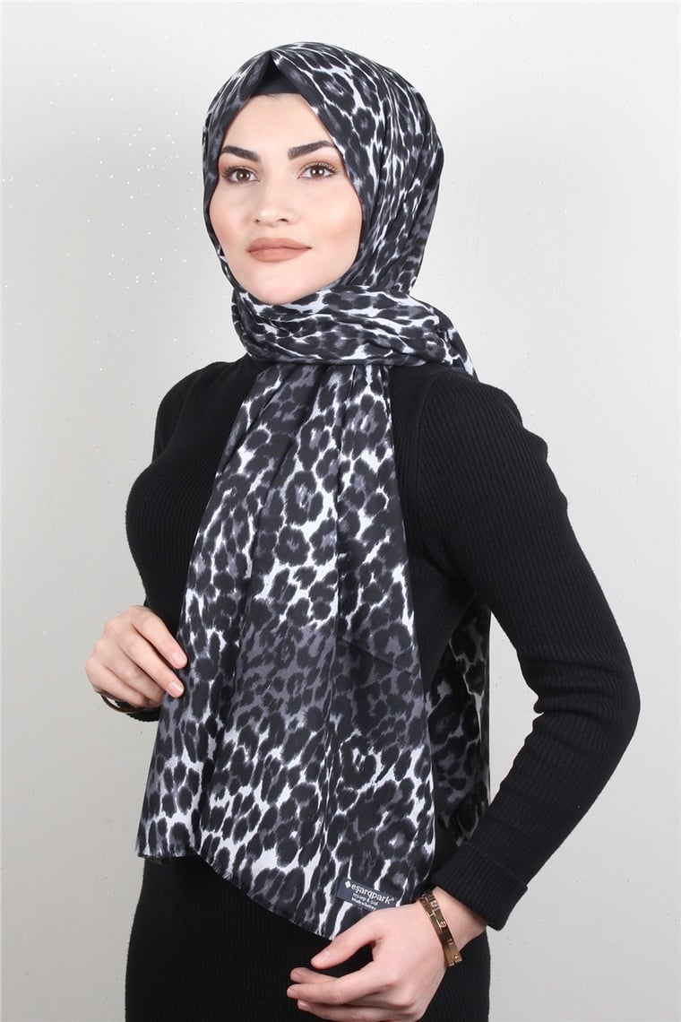 Leopar Desenli Şal 2680-10 Leopar Siyah