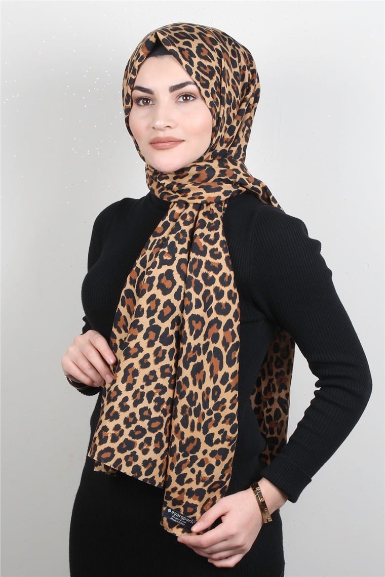 Leopar Desenli Şal 2680-13 Leopar Bal Köpüğü