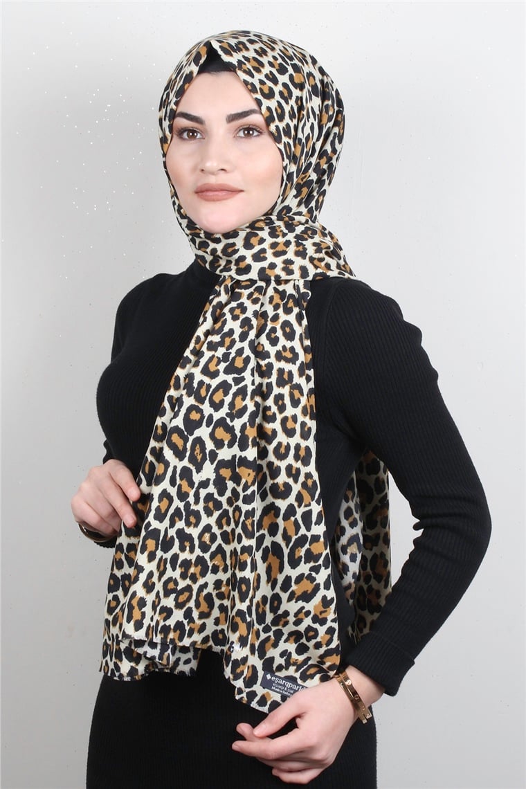 Leopar Desenli Şal 2680-14 Leopar Altın Sarısı