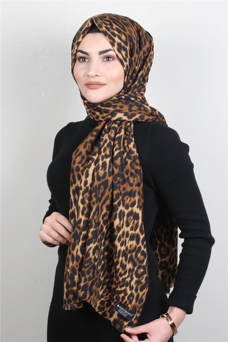 Leopar Desenli Şal 2680-2 Leopar Bal Köpüğü