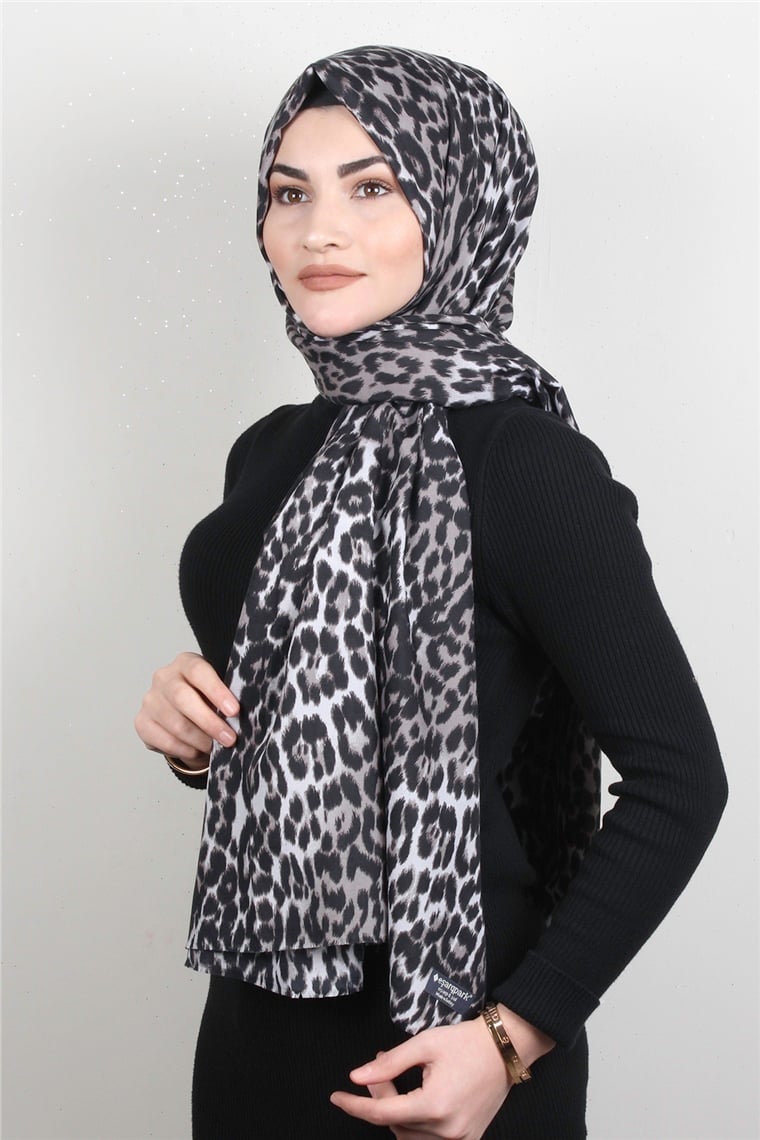 Leopar Desenli Şal 2680-3 Leopar Gri