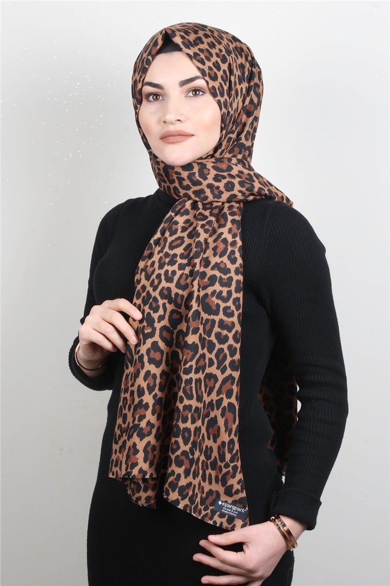 Leopar Desenli Şal 2680-5 Leopar Bal Köpüğü